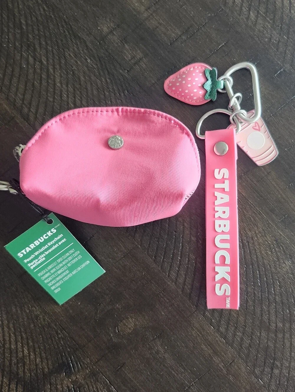 Starbucks Pink Pouch Coin Purse Wristlet Keychain
